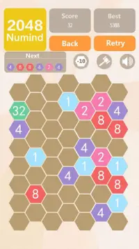 Numind - 2048 hexagon merge puzzle game Screen Shot 3