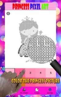 Princess Pixel Art Coloring By Number Screen Shot 1