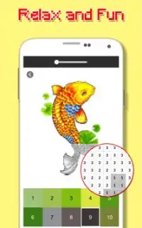 Cor dos peixes de Koi pelo número - arte do Pixel Screen Shot 4