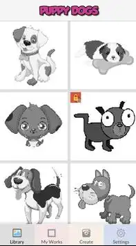 Pixel Art Puppy Dogs - Color By Number Screen Shot 0