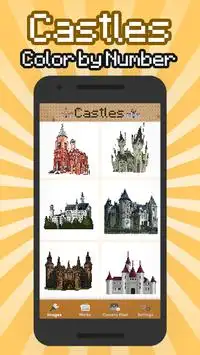 Color by number Castles Pixel Art Screen Shot 0