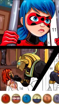 Miraculous Ladybug & Cat Noir. Warnai dengan angka Screen Shot 1