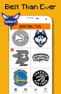 Basketball Logo Team Color By Number - Pixel Art Screen Shot 3