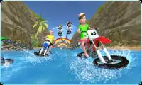 Kids Water Surfing Chained Bike Race Screen Shot 1