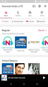 Kannada FM Radio HD - Podcast, Kannada Live TV Screen Shot 0