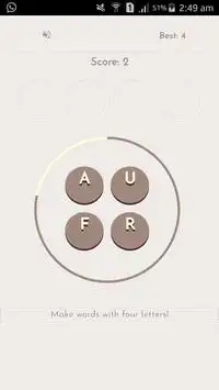 Brainy four - Four letters word puzzle game Screen Shot 1