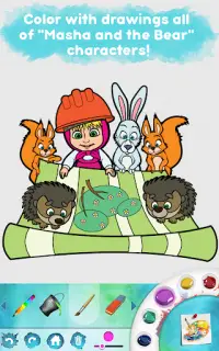 Masha and the Bear: Coloring Screen Shot 9