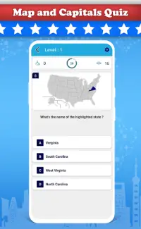 USA Map and States Quiz Screen Shot 1