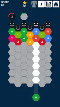 ataque hexagonal: atirar e mesclar números Screen Shot 5
