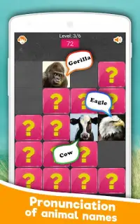 الحيوانات: لعبة الذاكرة Screen Shot 1