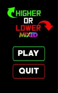 Higher or Lower Game:Mixed Screen Shot 0