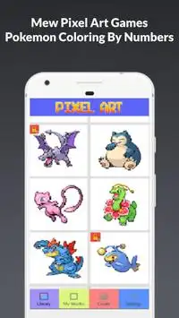Mew Pixel Art Games - Pokemon Coloring By Numbers Screen Shot 0