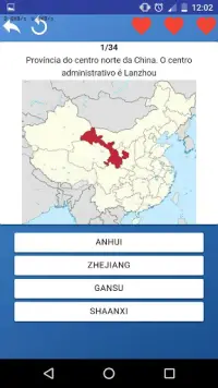 Teste de Geografia da China Screen Shot 1
