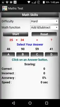 Maths Test Screen Shot 1