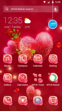 Red rose love-APUS launcher  free theme Screen Shot 3