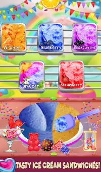 Rainbow Ice Cream Sandwich - Jeux de cuisine 2019 Screen Shot 11