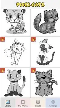 Pixel Art Cats - Color By Number Screen Shot 1