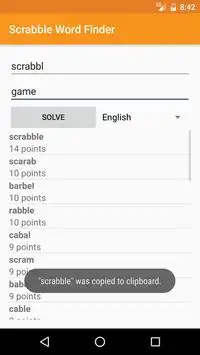 Scrabble Word Finder Screen Shot 2