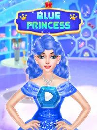 Blauwe prinses - make-over games: makeup aankleden Screen Shot 0