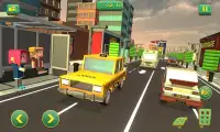 Blocky Taxi Car City Driving : Pixel Taxi Sim Game Screen Shot 3