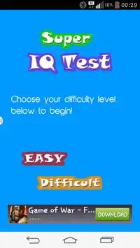 Super IQ Test Screen Shot 0