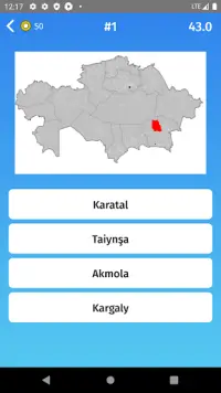 Ilçeleri bul: Kazakistan - Harita oyunu. Screen Shot 2