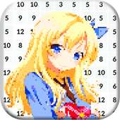 Pixel Art Manga Girls: Color by Number