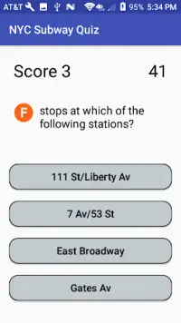 NYC Subway Quiz Screen Shot 2