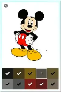 Color by number Mickey Mouse Pixel art Screen Shot 2