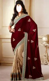 Indian Woman  Designer Saree Screen Shot 2