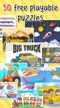 キッズパズルゲーム：車、トラック、飛行機、列車 Screen Shot 3