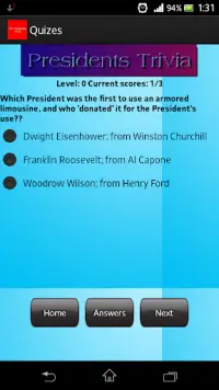 US Presidents Trivia Screen Shot 1