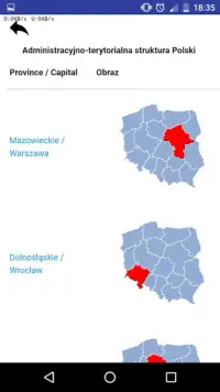 Województwa (prowincje) Polski - test, mapy, flagi Screen Shot 4
