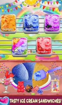 Rainbow Ice Cream Sandwich - Yemek Pişirme Oyunlar Screen Shot 1