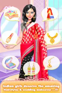 인도 소녀 결혼식 디자이너 메이크업 & DressUp Screen Shot 1