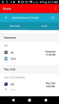 Cricket Live Score Screen Shot 1