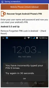 Clear Mobile Password PIN Help Screen Shot 4
