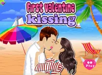 First Valentine Kissing - Kiss games for girls Screen Shot 0