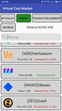 Virtual Coin Market Screen Shot 1
