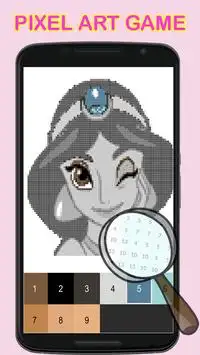 Princesse 8 bits en pixel à colorier Screen Shot 0