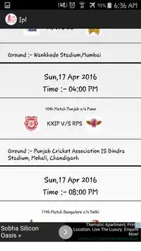 IPL 2016 Full Schedule Screen Shot 3