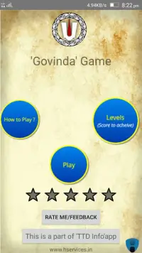 Tirupati 'Govinda' Game Screen Shot 0