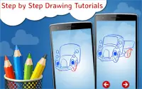 How to Draw Cartoon Cars  Step by Step Drawing App Screen Shot 1