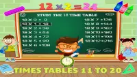 Multiplication Tables 11 to 20 - Math Times Tables Screen Shot 2