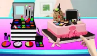 कॉस्मेटिक बॉक्स केक निर्माता 3 डी! मेकअप केक खाना Screen Shot 14