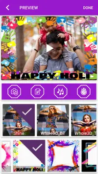 Happy Holi Video Maker with Song: Holi Photo Maker Screen Shot 1