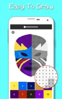 Wrestling Mask Color By Number - Pixel Art Screen Shot 5