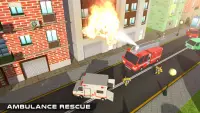 Blocky US Fire Truck & Army Ambulance Rescue Game Screen Shot 20