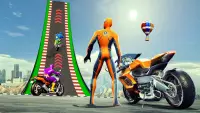 सुपर हीरो मोटरसाइकिल रेसिंग 3D Screen Shot 1