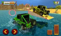 Surfista agua aventura jeep - carrera coche playa Screen Shot 3